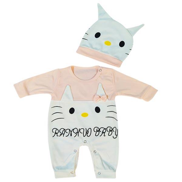 ست سرهمی و کلاه نوزادی دخترانه فانتزی