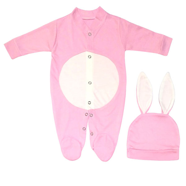 ست سرهمی و کلاه نوزادی دخترانه خرگوشی