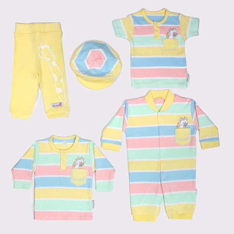 ست لباس نوزاد پسرانه طرح رنگارنگ